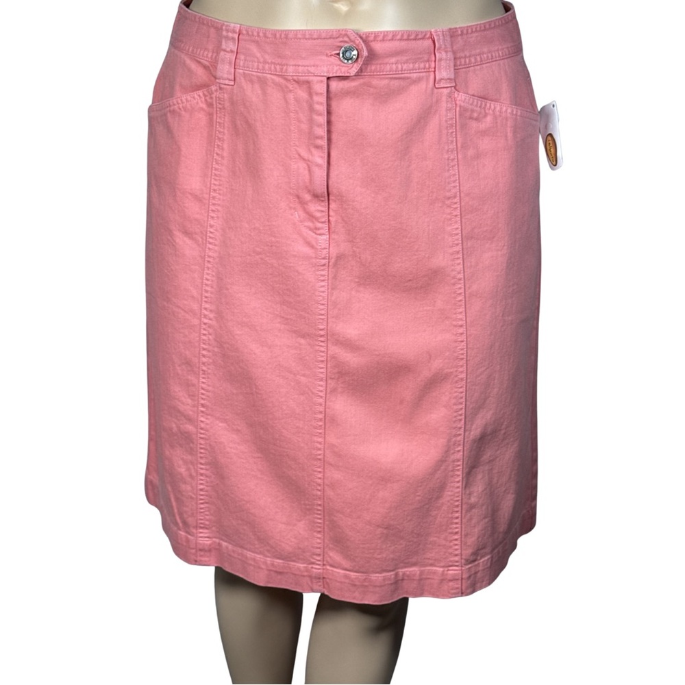 Talbots Coral Stretch Cotton Denim Skirt Size 16 New